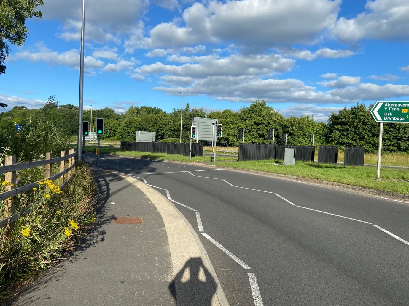Image1: A4042 Northbound approaching the new pedestrian crossing.
